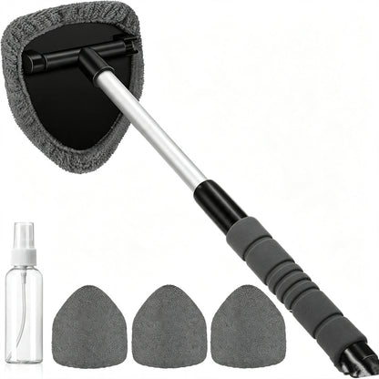 💥 💥 🔥 Windshield Cleaning Tool, Microfiber Car Window Cleaner with 3 Reusable and Washable Microfiber Pads and Extendable Handle
