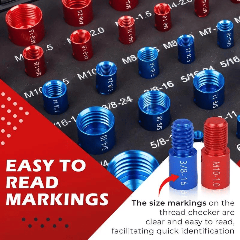 🔥 🔩44Pcs Alloy Nut & Bolt Thread Size Checker Kit