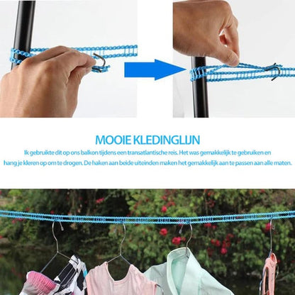 🔥Adjustable Windproof Clothesline with Hooks - Portable Heavy Duty Travel Laundry Line for Outdoor, Backyard, Camping & Indoor Drying