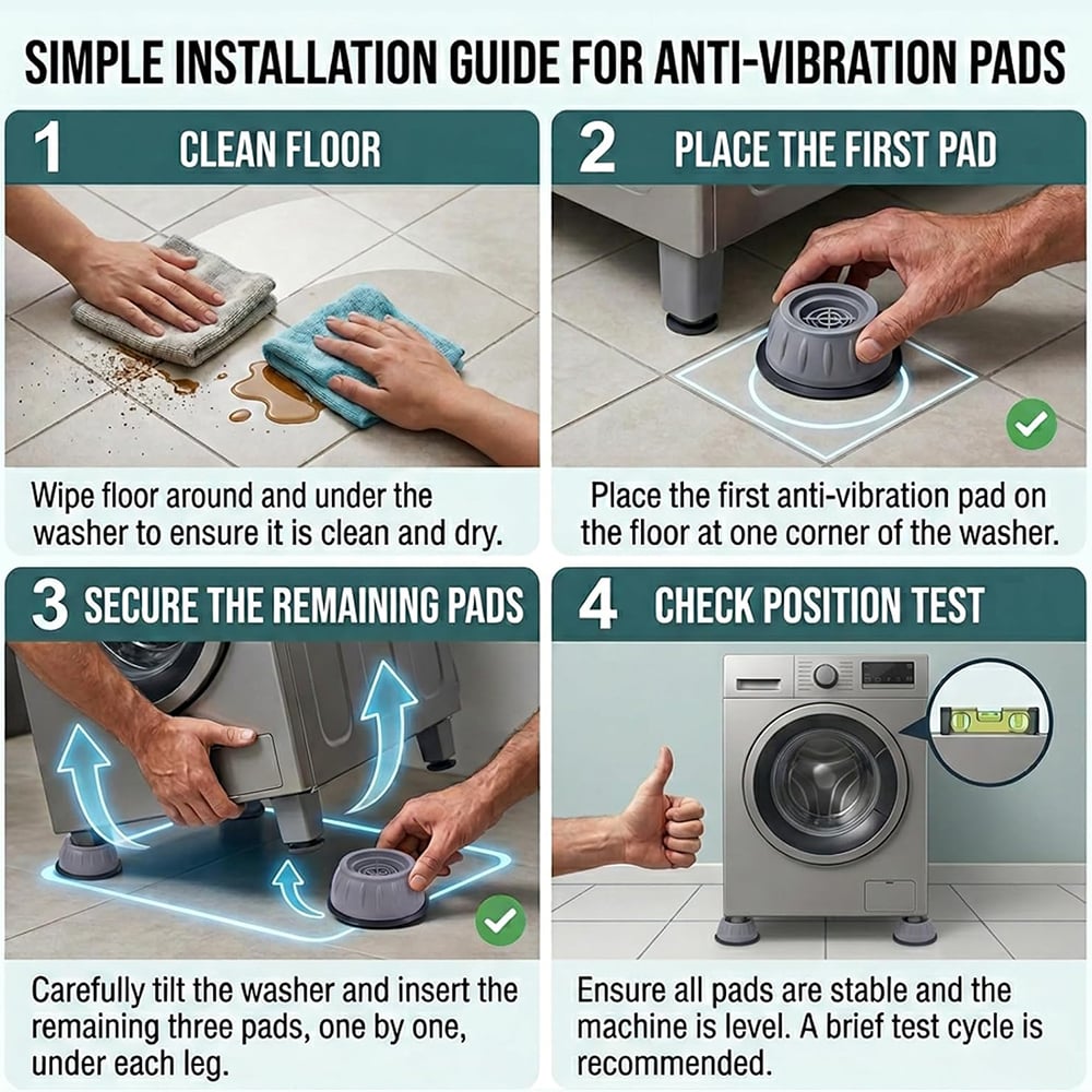 🏠 Anti-Vibration Washing Machine Stabilizer Pads (4-Pack)