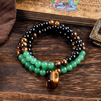 ✨ Money Attraction Necklace With GreenAventurine & Tiger Eye Pendant Healing Crystal  Stone