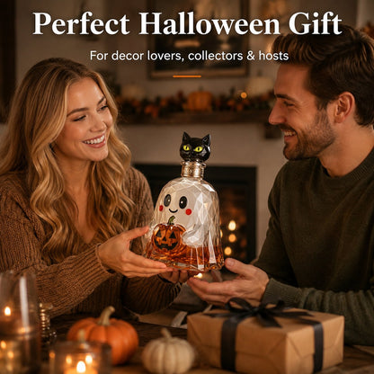 Ghost Pumpkin Halloween Decanter 🎃 Spooky Glass Whiskey  Bottle