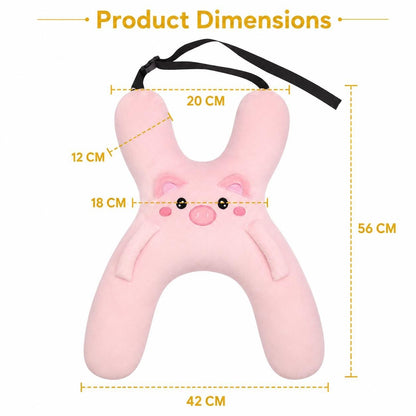 🐷Kids Car Neck Pillow - Soft Plush Pig Design, Car Seat  Attachment