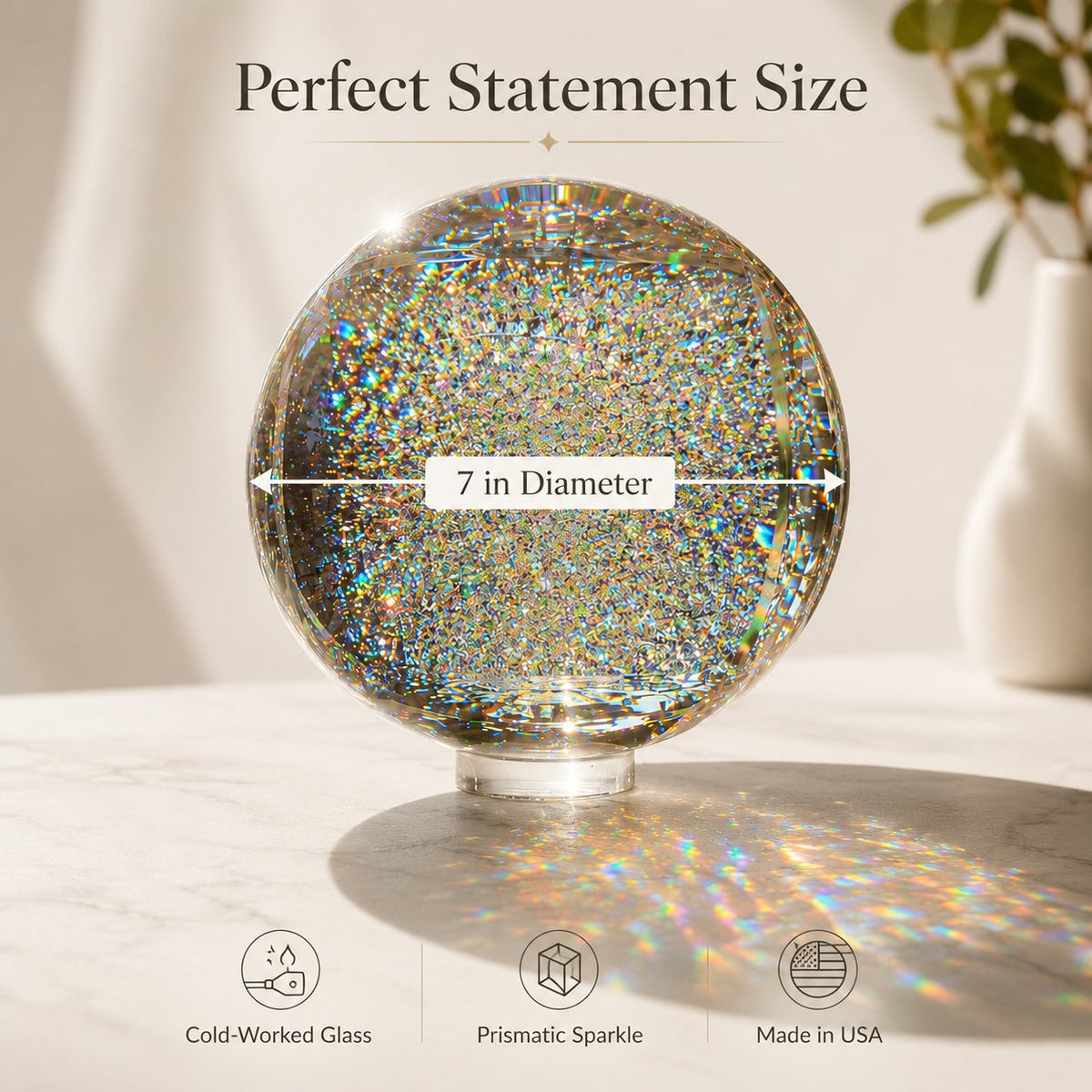 Holographic Refraction Art Sphere, Optical Glass Light Prism for Home Office Decor