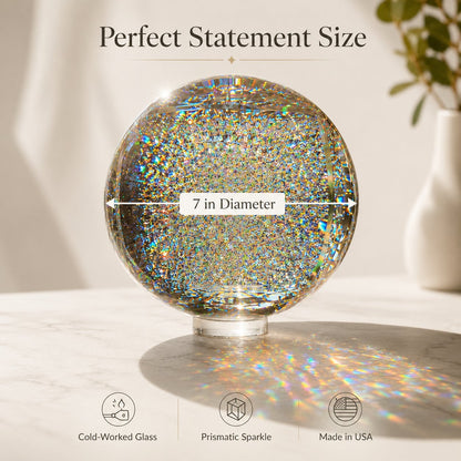 Holographic Refraction Art Sphere, Optical Glass Light Prism for Home Office Decor