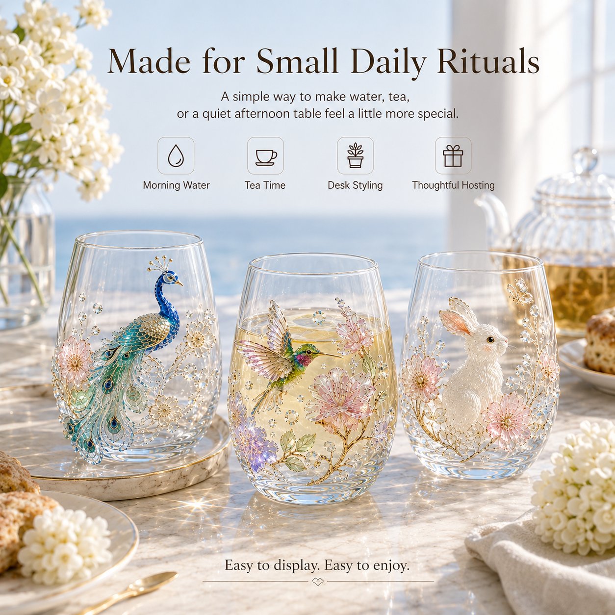 🔥 LAST DAY 49% OFF – ✨ 3D Animal Floral Glass Tumbler | For Prettier Sips, Sunlight-Catching Details, Nature Charm & Elegant Everyday Drink Vibes 🌸🐾