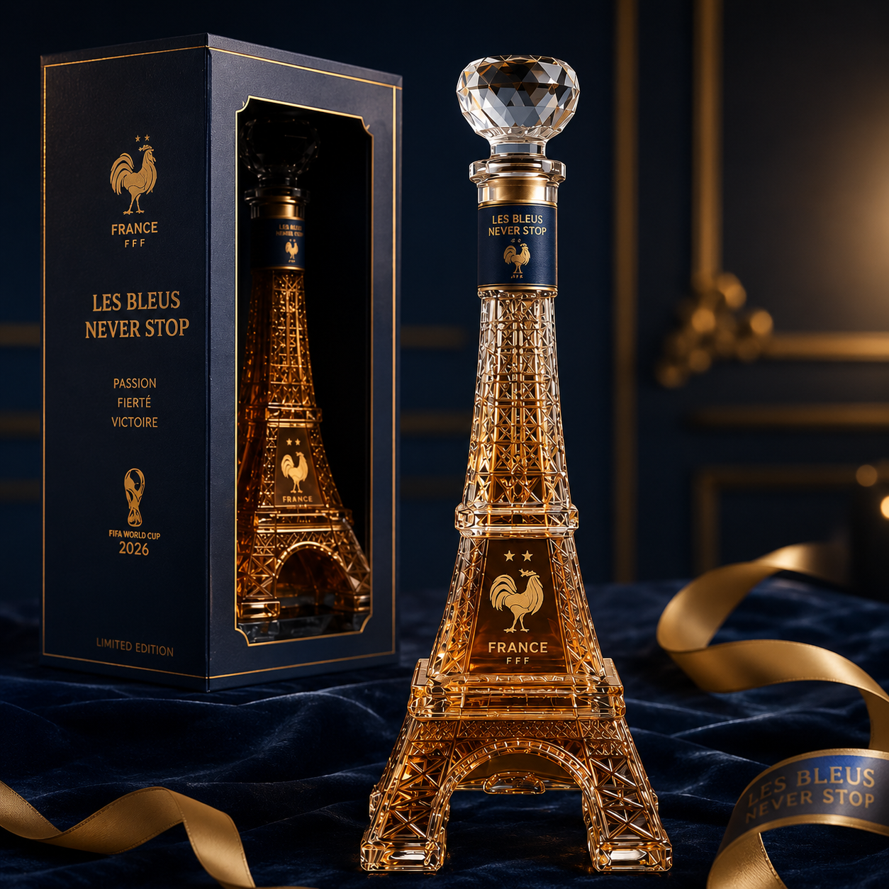🗼France Football Eiffel Tower Whiskey Decanter | Sports‑Themed Bar Collectible