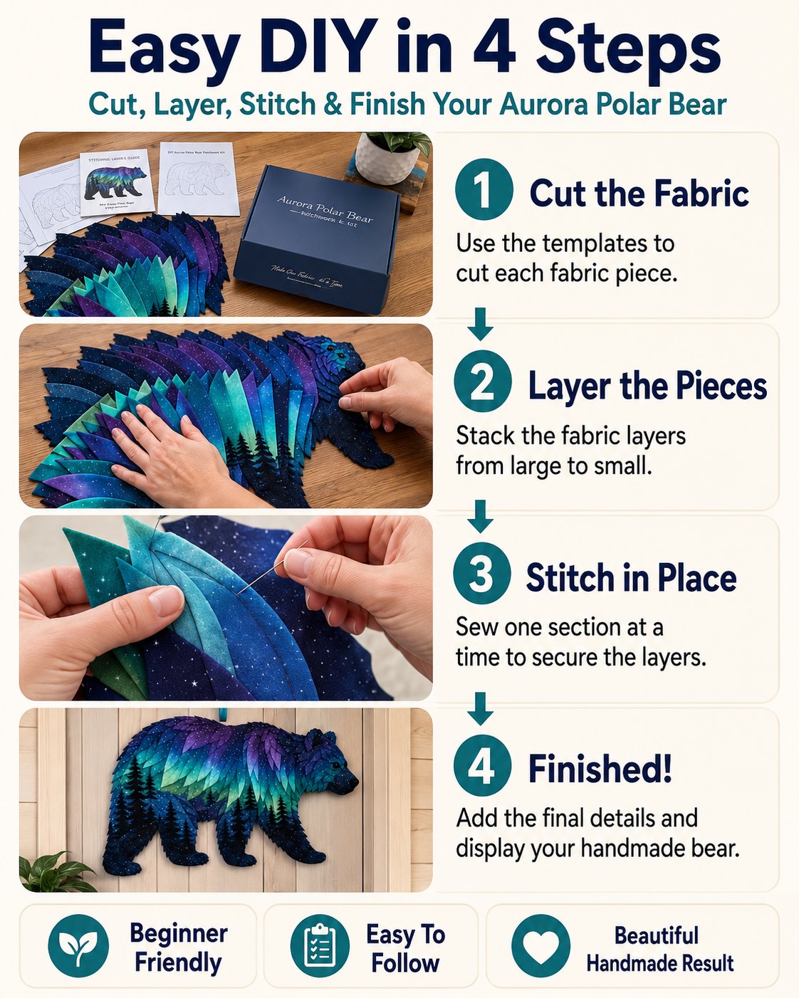 ⏳Last Day 49% OFF 🌌Beginner‑Friendly Northern Lights Wildlife DIY Patchwork Kit💕Complete Set with All Tools & Step‑by‑Step Guide