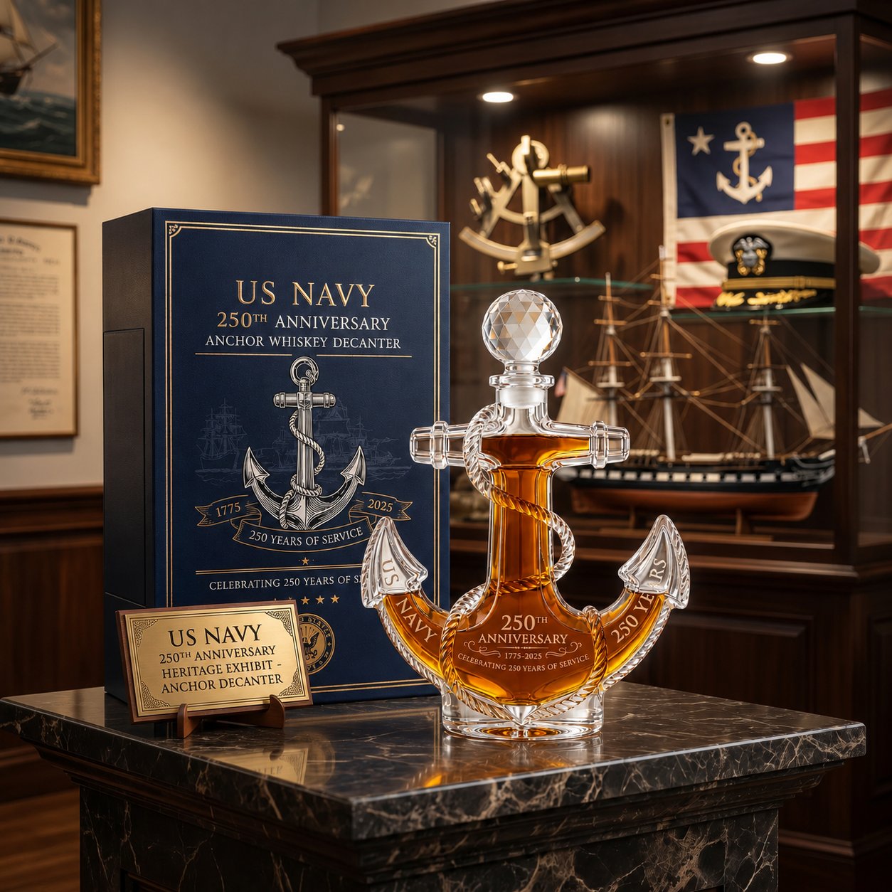 ⚓️ US Navy 250th Anniversary Anchor Whiskey Decanter🔥