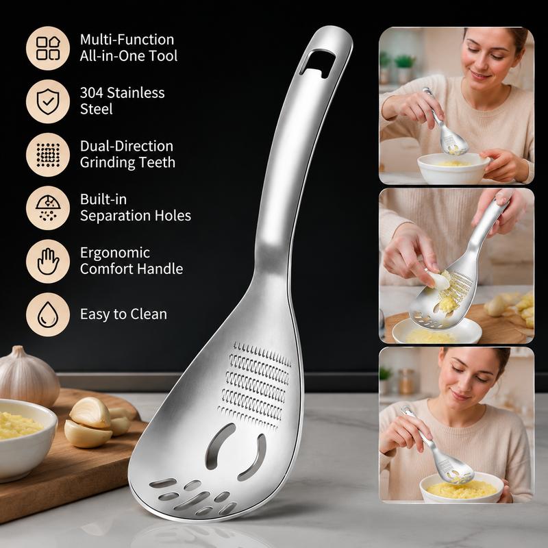 🥄304 Stainless Steel Multifunctional Kitchen Spoon, Multi‑Purpose Cooking Spoon for Stirring, Serving & Food Prep