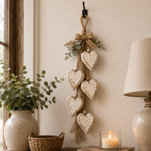 🤎 Hanging Heart Wall Decor | Romantic Heart‑Shaped Wall Hanging Ornament