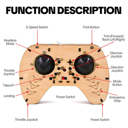 💥🏆Top Gift 2026 🎁 DIY Wooden Drone Assembly Kit, 2.4GHz RC Quadcopter with 360° Flip, Emergency Stop & Beginner Friendly Controls, STEM Building Toy for Teens & Adults