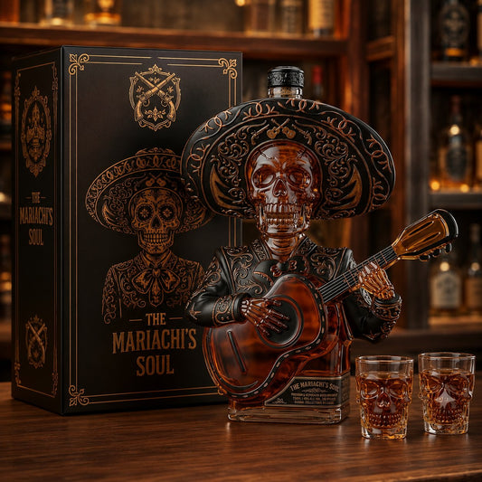 💀 El Mariachi's Soul‑ Mexican Mariachi Skeleton Decanter Set | Cultural Bar Collectible