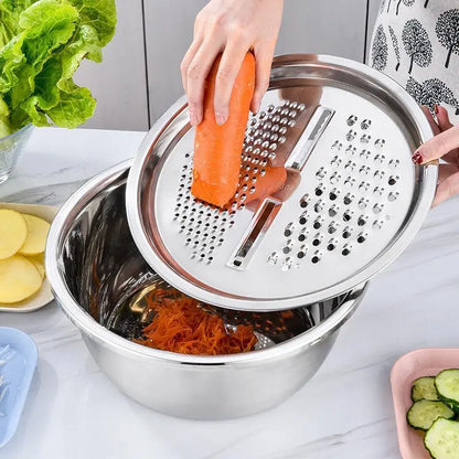 🔥 TODAY ONLY 50% OFF 🥕 3-in-1 Stainless Steel Vegetable Grater Bowl