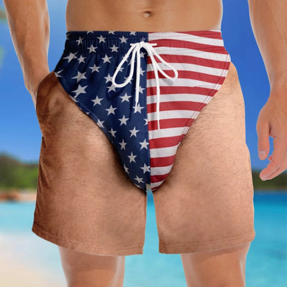 Funny Patriotic Men’s Swim Trunks – Freedom Casual Summer Beach Board Shorts, Quick Dry Beach Shorts 😎🏖️