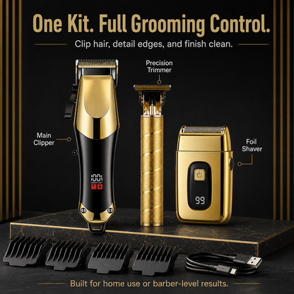 3-Piece Professional Hair Clipper & Trimmer Kit for  Men