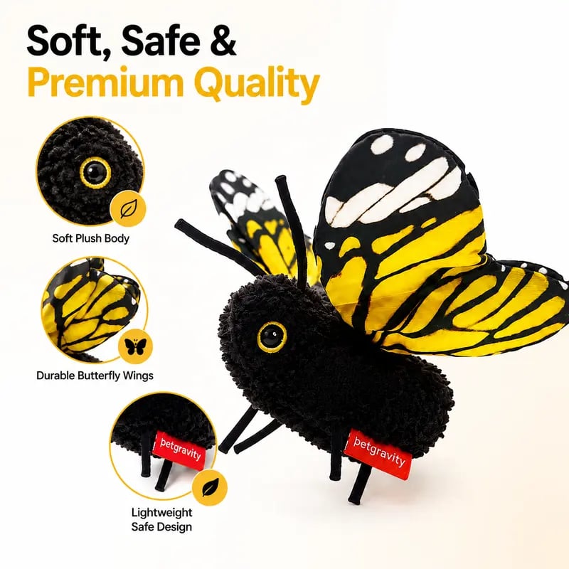 🦋 Fluttering Electric Butterfly Cat Toy | Interactive Moving Playmate for Indoor  Kitties