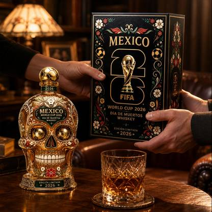 💀Limited‑Edition 2026 Mexico World Cup Sugar Skull Whiskey Decanter