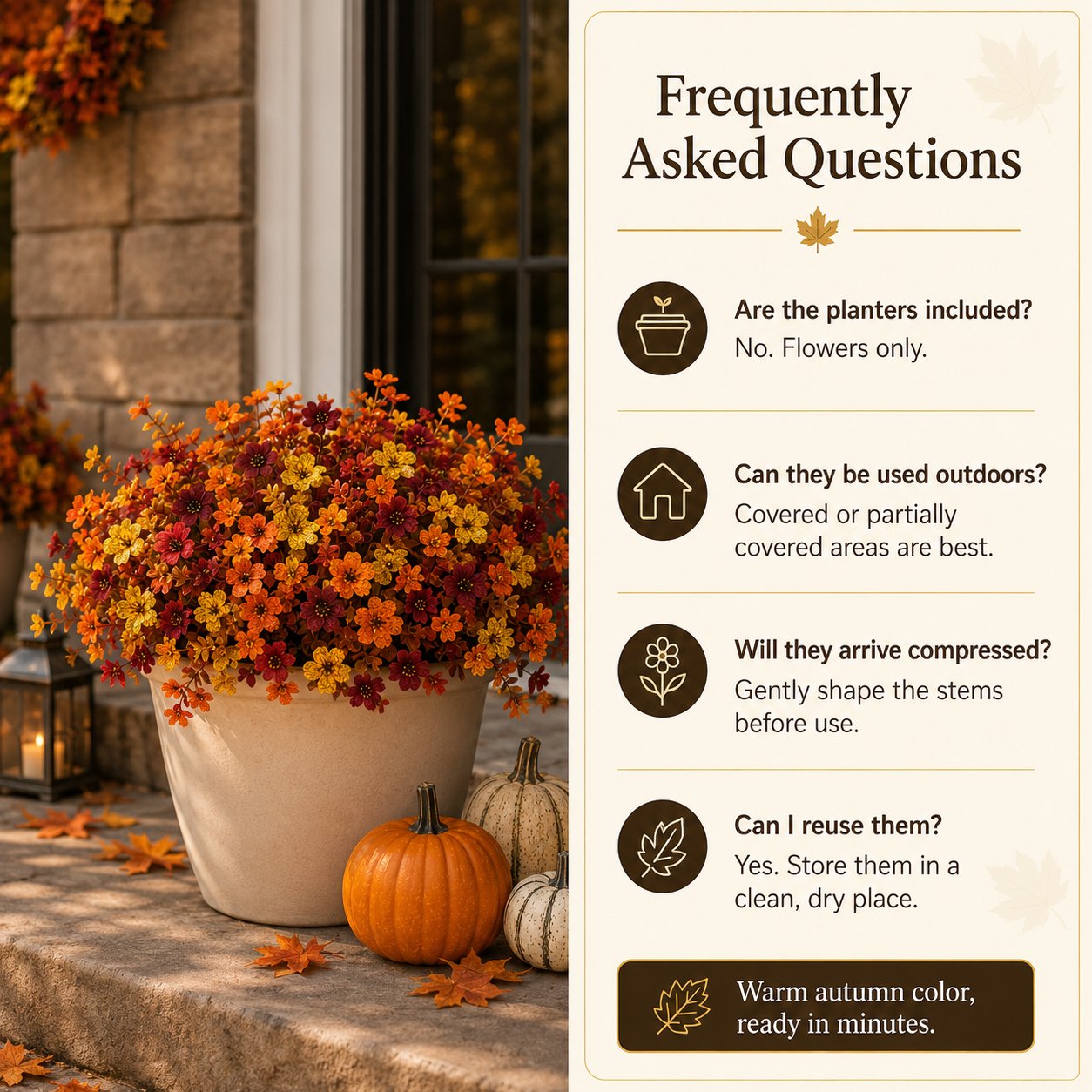🔥Last Day 50% OFF｜🍂Fall Porch Faux Flower Bundles Autumn Home Decor