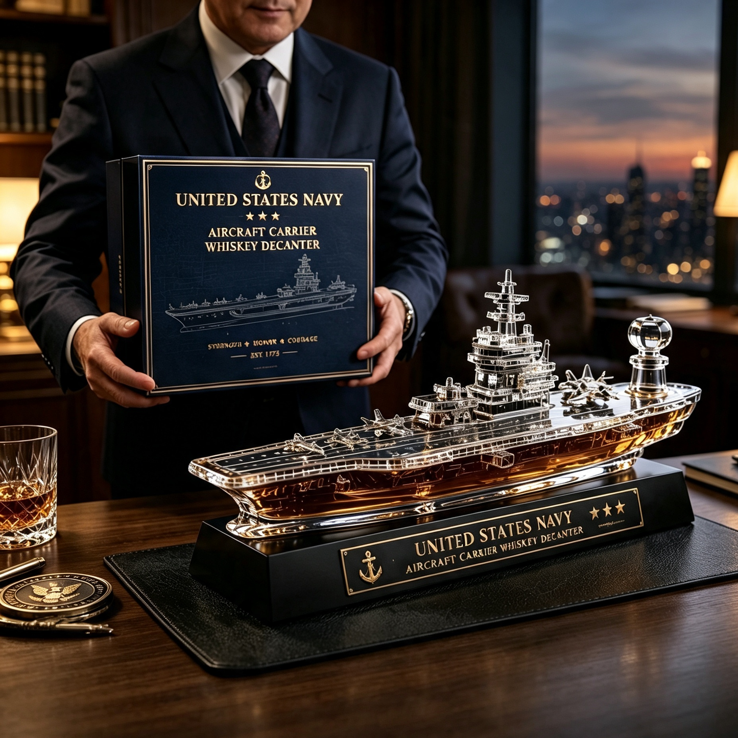 ⚓ Aircraft Carrier Whiskey Decanter | U.S. Navy Inspired Collector Barware