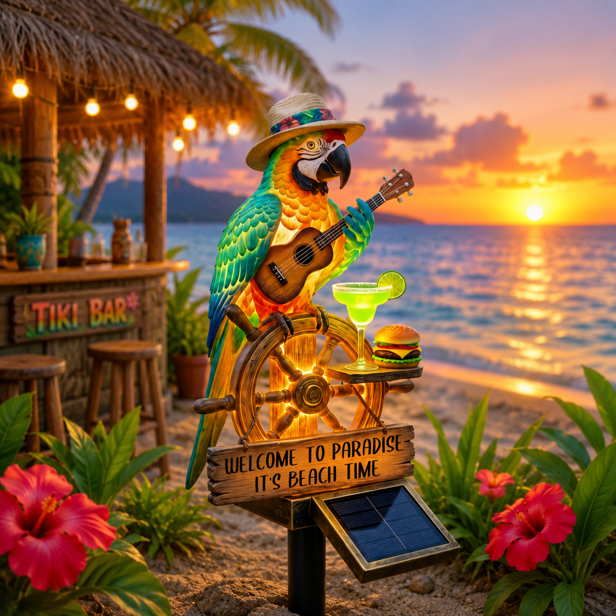 🔥Last Day 49% OFF Sola🔥-🌴Powered Parrot Garden Light- 'Welcome to Paradise'