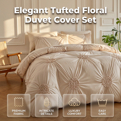 🧵 Soft Touch Pinch Pleat Duvet Set | Brushed Microfiber No‑Iron Wrinkle‑Resistant Bedding Set