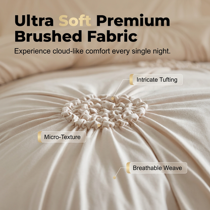 🧵 Soft Touch Pinch Pleat Duvet Set | Brushed Microfiber No‑Iron Wrinkle‑Resistant Bedding Set