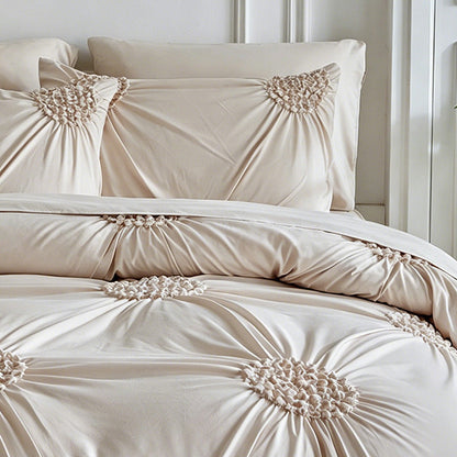 🧵 Soft Touch Pinch Pleat Duvet Set | Brushed Microfiber No‑Iron Wrinkle‑Resistant Bedding Set