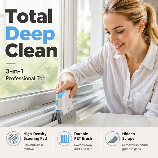 🧽3‑in‑1 Window Track Deep Cleaning Tool, Multi‑Function Gap Cleaner Brush for Scrubbing & Cleaning Narrow Tight Gaps
