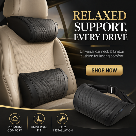 🚗💤Universal Memory Foam Car Headrest Neck Pillow, Ergonomic Support Auto Neck Cushion, Relieve Driving Fatigue for Long Road Trips